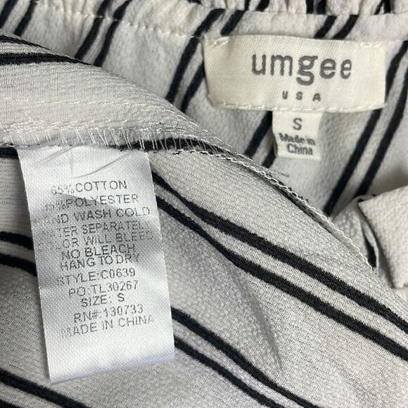 Striped One Shoulder Ruffle Sleeve Top sz S - Picture 4 of 4